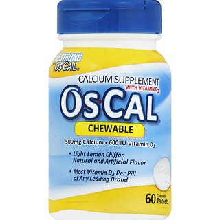 Os-Cal Calcium Supplement, With Vitamin D3, Chewable Tablets, Light Lemon Chiffon