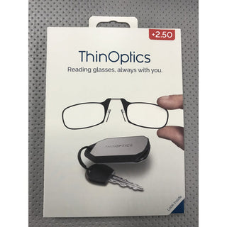ThinOptics Always With You Black Reading Glasses W/keychain Case +2.50