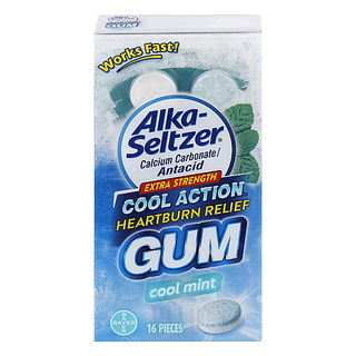 Alka Seltzer Heartburn Relief, Cool Mint, Extra Strength, Gum