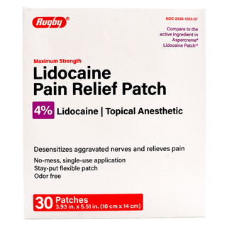 Rugby Maximum Strength 4% Lidocaine Pain Relief Patches