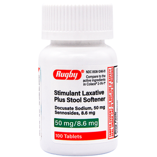 Rugby Stimulant Laxative Stool Softener - 100 Tablets