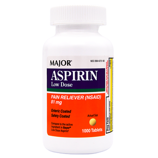 Major Aspirin Low Dose 81 Mg Pain Reliever Tablets