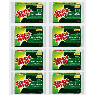 Scotch Brite MMMHD3 Heavy Duty Scrub Sponge, Yellow & Green, 3 Per Pack