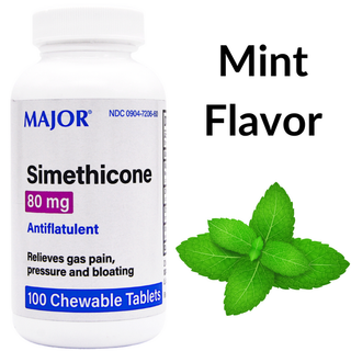 Major Simethicone 80 Mg Antiflatulent - 100 Chewable Tablets Mint Flavor