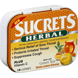 Sucrets Herbal Cough Suppressant, Lozenges, Honey Lemon Ginseng