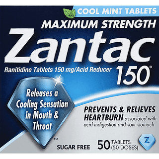 Zantac 150 Maximum Strength Cool Mint Acid Reducer Tablets 50 Ct. Box