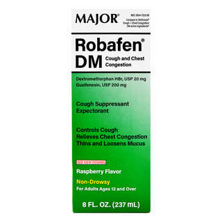 Major Robafen Dm Cough And Chest Congestion Syrup, Raspberry Flavor, 8 Oz