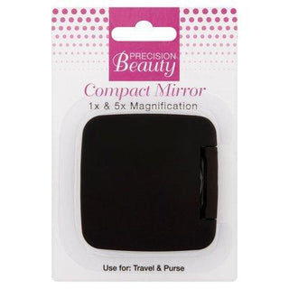 Precision Beauty 76517 Soft Touch Compact Mirror 1x/5x In, Black
