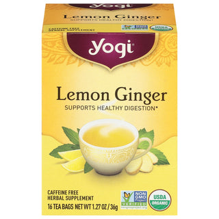 Yogi Organic Lemon Ginger Caffeine Free Herbal Supplement Tea, 16 Tea Bags -- 6 Per Case