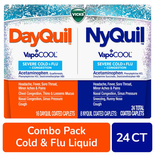 Vicks Dayquil  &  Nyquil Vapocol Cool & Flu Combo Pk Dayquil 16 Caplets Nyquil 8 Caplets