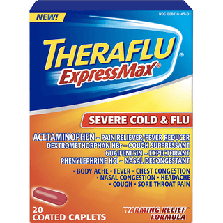 Theraflu ExpressMax Severe Cold & Flu Warming Relief Formula Coated Caplets 20 Ct Box