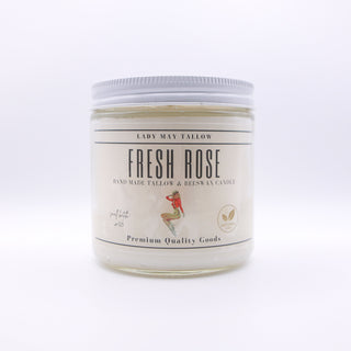 Fresh Rose Tallow & Beeswax Candle | All Natural, Non-toxic, Clean Burning