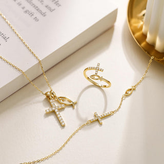 Pray Cross Jesus Fish Bracelet
