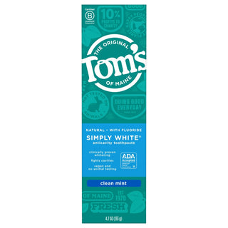 Tom's of Maine Simply White Natural Fluoride Toothpaste Clean Mint