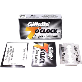 Gillete 7 O'clock Super Platinum Double Edge Razor Blades Premium Salon Box - 10x5 Pack