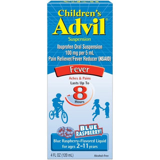 Advil Children’s Suspension (4 Fl. Oz., Blue Raspberry Flavored), 100mg Ibuprofen Fever Reducer/Pain Reliever, Liquid Pain Medicine, Ages 2 –11