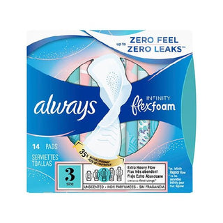 Always Infinity Flex Foam With Wings, Size 4, Overnight, 14 Pads