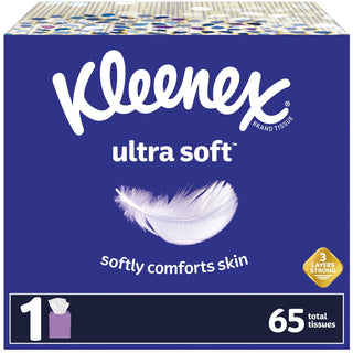 Kleenex Ultra Soft Facial Tissues, 1 Cube Box, 65 Total Tissues