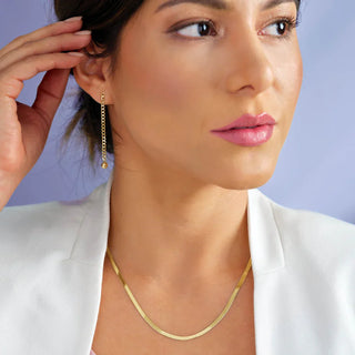 Lame d’Or Collier 2.8mm Flexible Herringbone Necklace 14K Yellow Gold