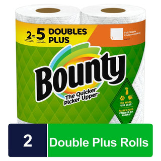Bounty Paper Towels, 2 Ply, White, Doubles Plus