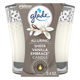 Glade Candle, Alluring, Sheer Vanilla Embrace 3.4 Oz