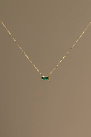 FLOATING EMERALD CZ BAGUETTE NECKLACE