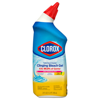 Clorox Toilet Bowl Cleaner, Clinging Bleach Gel, Crisp Lemon 24 Fl Oz