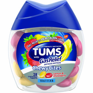 Tums Chewy Bites Chewable Antacid Tablets With Gas Relief, Lemon/Strawberry