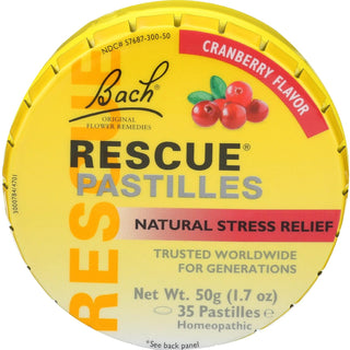 Bach Original Flower Remedies Rescue Cranberry Flavor Natural Stress Relief 35 Pastilles