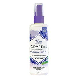 Crystal Essence Mineral Deodorant Body Spray Lavender & White Tea 4 Fl Oz