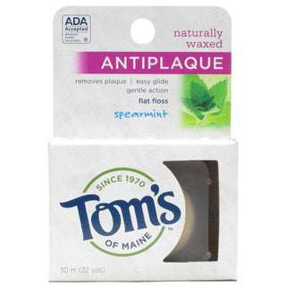 Tom's of Maine Naturally Waxed Antiplaque Flat Floss Spearmint, 32 Yards
