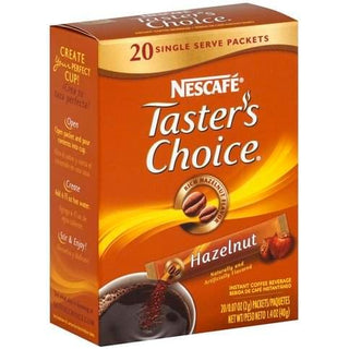 Tasters Choice Coffee Beverage, Instant, Hazelnut, Single Serve Packets
