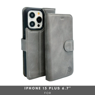 Vegas Premium Leather iPhone 15 Plus Wallet Case with MagSafe | Detachable RFID Blocking Luxury Wallet