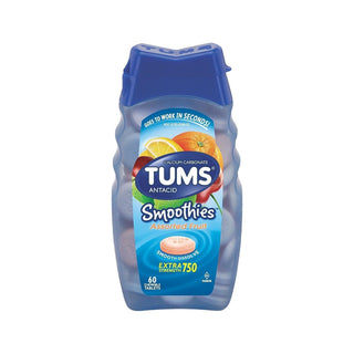 Tums Smoothies Extra Strength 750 Tropical Fruit Antacid/Calcium Supplement Chewable Tablets