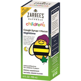Zarbee's Naturals Nighttime Natural Grape Flavor Cough Syrup + Mucus 4 Fl Oz Box