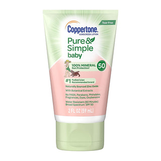 Coppertone WaterBABIES Sunscreen Pure & Simple TEar Free Lotion SPF 50 2 Oz