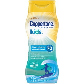 Coppertone Kids Sunscreen Water Resistant Lotion Broad Spectrum SPF 70, 8 Fluid Ounces