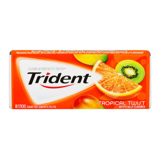 Trident Tropical Twist Sugar Free Chewing Gum 18 Stick Pack