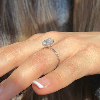 3.0ct Oval Cut Moissanite Hidden Halo Engagement Ring