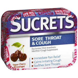 Sucrets Vapor Cherry Sore Throat & Cough 18  Lozenges