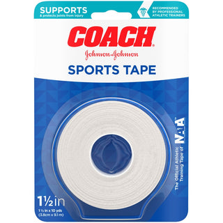 Johnson & Johnson Coach Sports Tape, Breathable Cloth Tape To Support Protect Joints, For Fingers, Wrists, Ankles, 1.5 Inches By 10 Yards