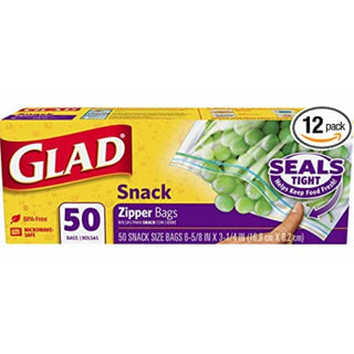 Glad Zipper Food Storage Plastic Bags, Snack