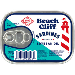 Beach Cliff Sardines In Soybean Oil, 3.75 Oz Can