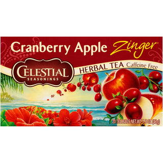 Celestial Seasonings Cranberry Apple Zinger Caffeine Free Herbal Tea Bags 20 Ct Box