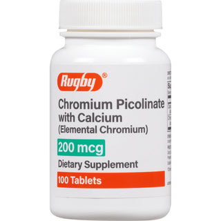 Rugby Chromium Picolinate With Calcium Dietary Supplement 200 Mcg - 100 Tablets