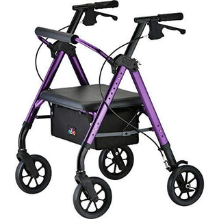 NOVA Medical Products Star Heavy Duty Bariatric Rollator Walker With Extra Wide Padded Seat, 8" Wheels, Fold Lock Feature, Rolling Walker With Adjustable Seat Height & 450 Lbs. Weight Capacity, Standard Size, Purple