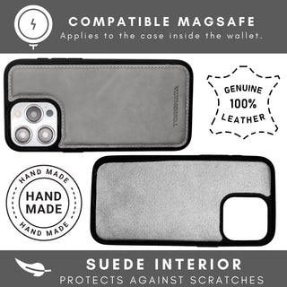 Vegas Premium Leather iPhone 15 Wallet Case with MagSafe | Detachable RFID Blocking Luxury Wallet