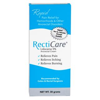 RectiCare® Lidocaine 5% Anorectal Cream – Maximum Strength Relief (30 Grams)