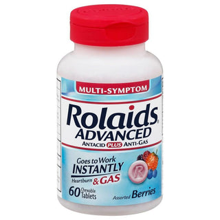 Rolaids Advanced Assorted Berries Multi Symptom Antacid Plus Anti Gas 60 Chewable Tablets