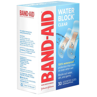 Band-Aid Brand Adhesive Bandages, Water Block, Clear, 30 Assorted Sizes